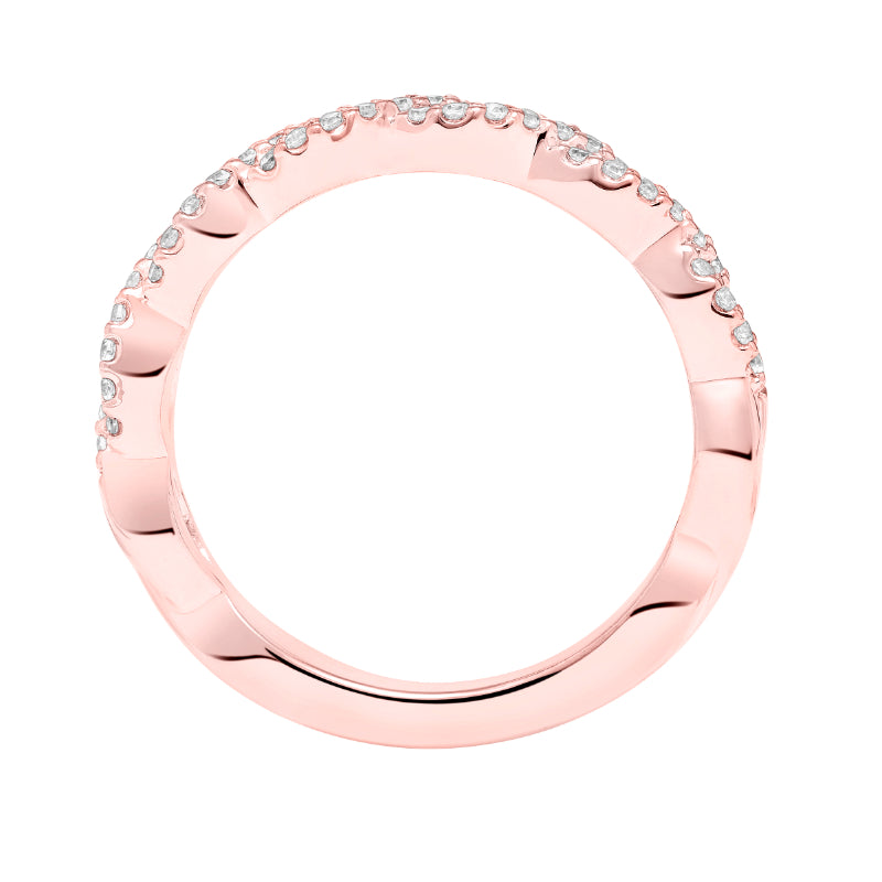 Artcarved Bridal Mounted with Side Stones Contemporary Floral Twist Diamond Wedding Band Cherie 18K Rose Gold