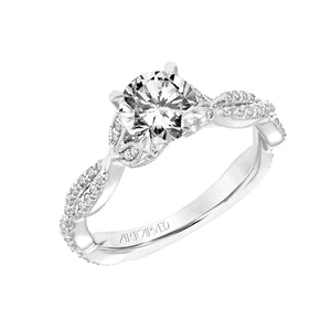 Artcarved Bridal Mounted with CZ Center Contemporary Floral Engagement Ring Freesia 14K White Gold