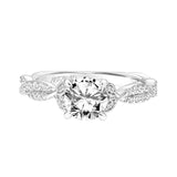 Artcarved Bridal Semi-Mounted with Side Stones Contemporary Floral Engagement Ring Freesia 14K White Gold