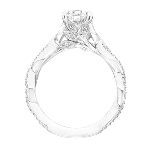 Artcarved Bridal Semi-Mounted with Side Stones Contemporary Floral Engagement Ring Freesia 18K White Gold