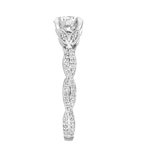 Artcarved Bridal Semi-Mounted with Side Stones Contemporary Floral Engagement Ring Freesia 14K White Gold