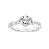 Artcarved Bridal Semi-Mounted with Side Stones Contemporary Floral Twist Engagement Ring Tulip 14K White Gold