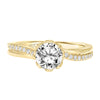 Artcarved Bridal Semi-Mounted with Side Stones Contemporary Floral Twist Engagement Ring Sunflower 18K Yellow Gold