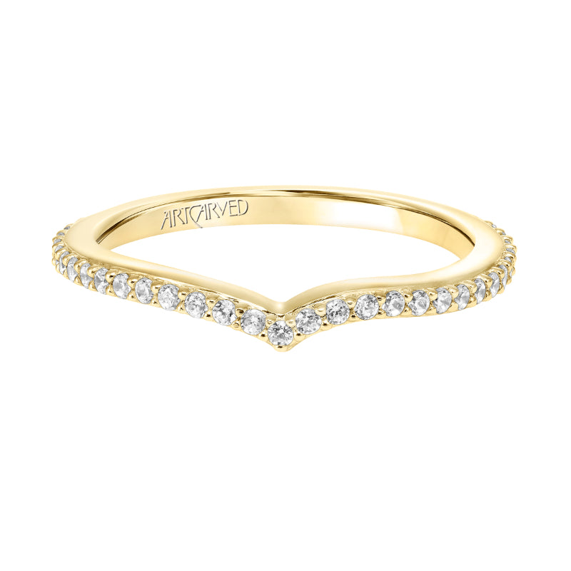 Artcarved Bridal Mounted with Side Stones Contemporary Floral Twist Diamond Wedding Band Sunflower 18K Yellow Gold