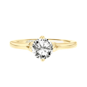 Artcarved Bridal Mounted with CZ Center Contemporary Floral Solitaire Engagement Ring Buttercup 18K Yellow Gold