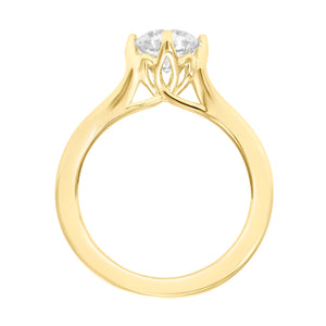 Artcarved Bridal Mounted with CZ Center Contemporary Floral Solitaire Engagement Ring Buttercup 14K Yellow Gold