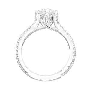 Artcarved Bridal Mounted with CZ Center Contemporary Floral Diamond Engagement Ring Delphinia 18K White Gold