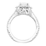 Artcarved Bridal Semi-Mounted with Side Stones Contemporary Floral Halo Engagement Ring Zinnia 14K White Gold