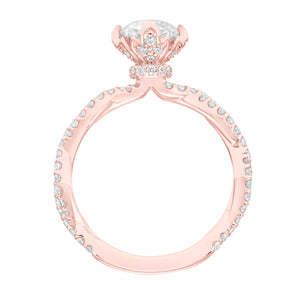 Artcarved Bridal Semi-Mounted with Side Stones Contemporary Floral Twist Engagement Ring Rose Goldlla 14K Rose Gold