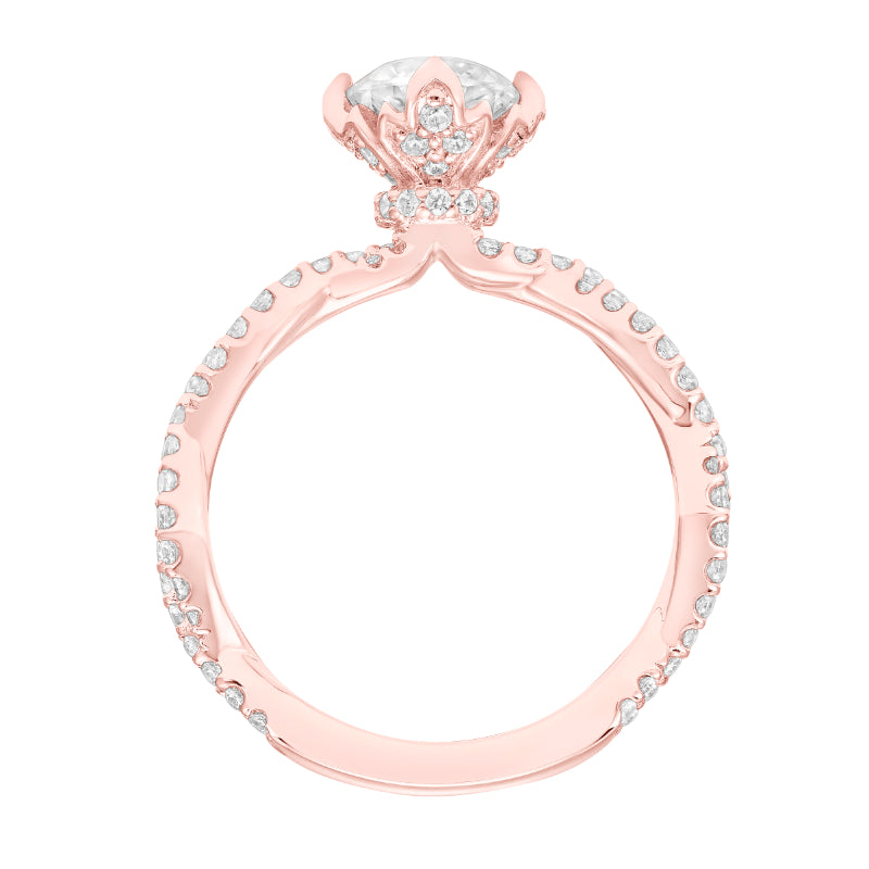 Artcarved Bridal Semi-Mounted with Side Stones Contemporary Floral Twist Engagement Ring Rose Goldlla 18K Rose Gold