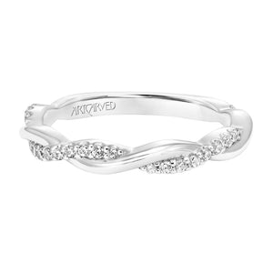 Artcarved Bridal Mounted with Side Stones Contemporary Floral Diamond Wedding Band Daffodil 18K White Gold