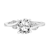 Artcarved Bridal Semi-Mounted with Side Stones Contemporary Floral Solitaire Engagement Ring Lilac 14K White Gold