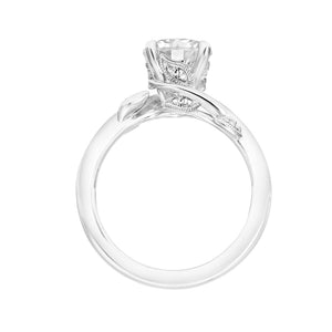 Artcarved Bridal Semi-Mounted with Side Stones Contemporary Floral Solitaire Engagement Ring Lilac 18K White Gold