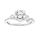 Artcarved Bridal Semi-Mounted with Side Stones Contemporary Floral Solitaire Engagement Ring Lilac 14K White Gold