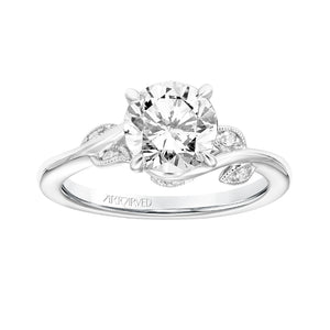 Artcarved Bridal Mounted with CZ Center Contemporary Floral Solitaire Engagement Ring Lilac 14K White Gold