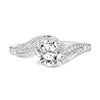 Artcarved Bridal Semi-Mounted with Side Stones Contemporary Floral Diamond Engagement Ring Calalily 18K White Gold