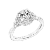 Artcarved Bridal Mounted with CZ Center Contemporary Floral Halo Engagement Ring Dalia 18K White Gold