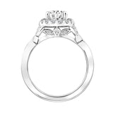 Artcarved Bridal Semi-Mounted with Side Stones Contemporary Floral Halo Engagement Ring Dalia 18K White Gold