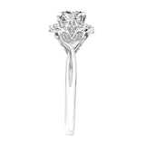 Artcarved Bridal Mounted with CZ Center Contemporary Floral Halo Engagement Ring Dalia 18K White Gold