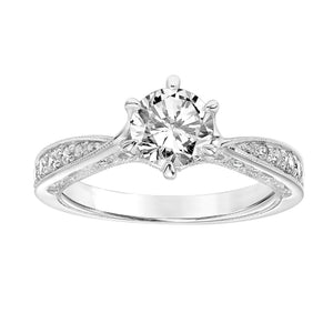 Artcarved Bridal Mounted with CZ Center Vintage Filigree Diamond Engagement Ring Cornelia 18K White Gold