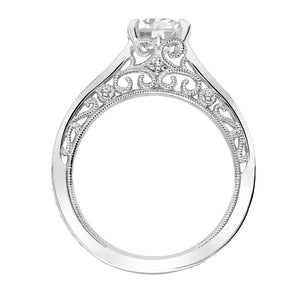 Artcarved Bridal Mounted with CZ Center Vintage Filigree Diamond Engagement Ring Vera 14K White Gold