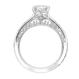 Artcarved Bridal Mounted with CZ Center Vintage Filigree Diamond Engagement Ring Marion 18K White Gold