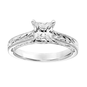 Artcarved Bridal Mounted with CZ Center Vintage Filigree Diamond Engagement Ring Marion 14K White Gold