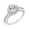 Artcarved Bridal Mounted with CZ Center Vintage Filigree Halo Engagement Ring Astrid 18K White Gold