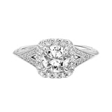 Artcarved Bridal Mounted with CZ Center Vintage Filigree Halo Engagement Ring Prudence 14K White Gold