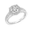 Artcarved Bridal Mounted with CZ Center Vintage Filigree Halo Engagement Ring Liviana 14K White Gold