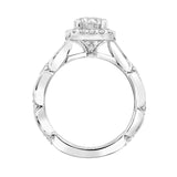 Artcarved Bridal Semi-Mounted with Side Stones Classic Halo Engagement Ring Tamara 18K White Gold