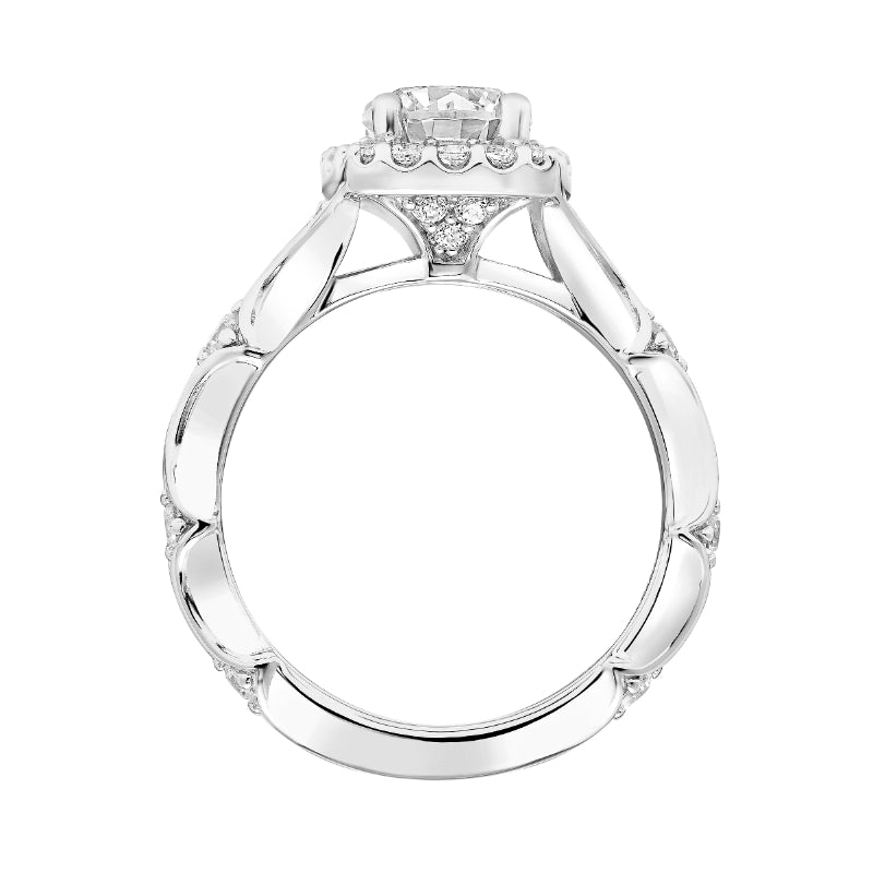 Artcarved Bridal Semi-Mounted with Side Stones Classic Halo Engagement Ring Tamara 18K White Gold