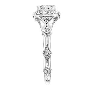 Artcarved Bridal Mounted with CZ Center Classic Halo Engagement Ring Tamara 18K White Gold