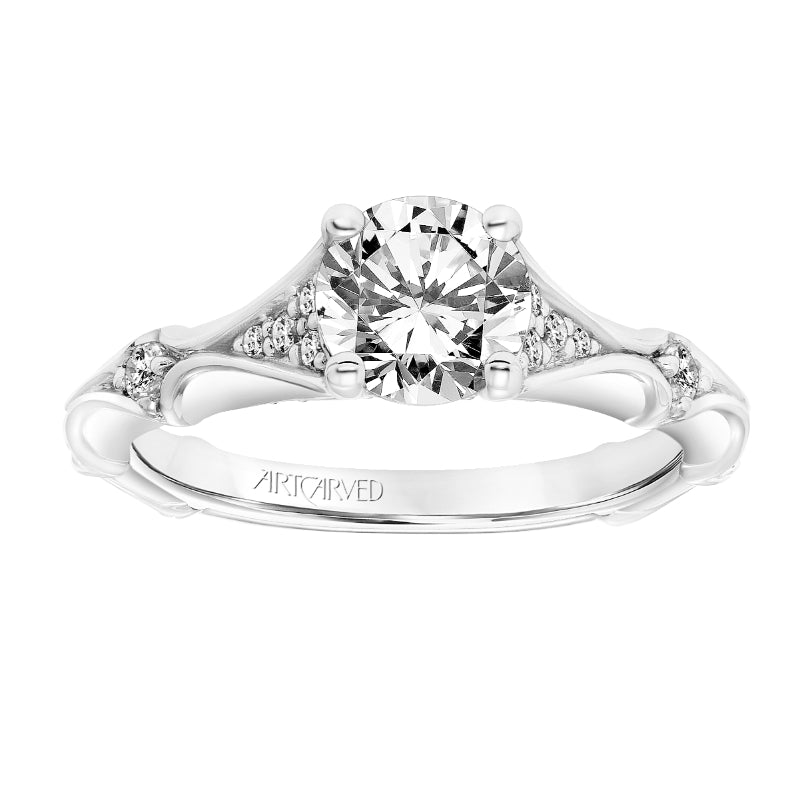 Artcarved Bridal Semi-Mounted with Side Stones Classic Diamond Engagement Ring Lorene 14K White Gold