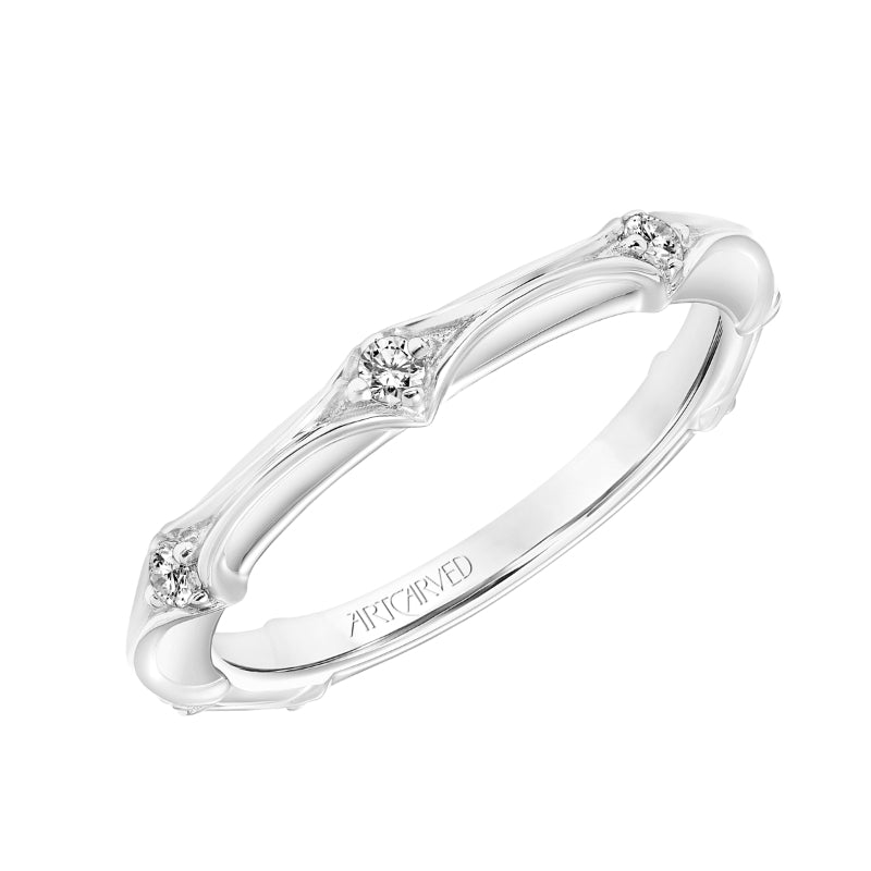 Artcarved Bridal Mounted with Side Stones Classic Diamond Wedding Band Lorene 18K White Gold