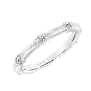 Artcarved Bridal Mounted with Side Stones Classic Diamond Wedding Band Lorene 18K White Gold