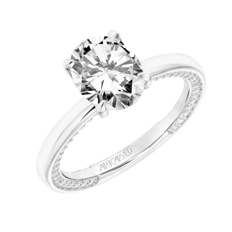 Artcarved Bridal Semi-Mounted with Side Stones Classic Diamond Engagement Ring Gigi 18K White Gold