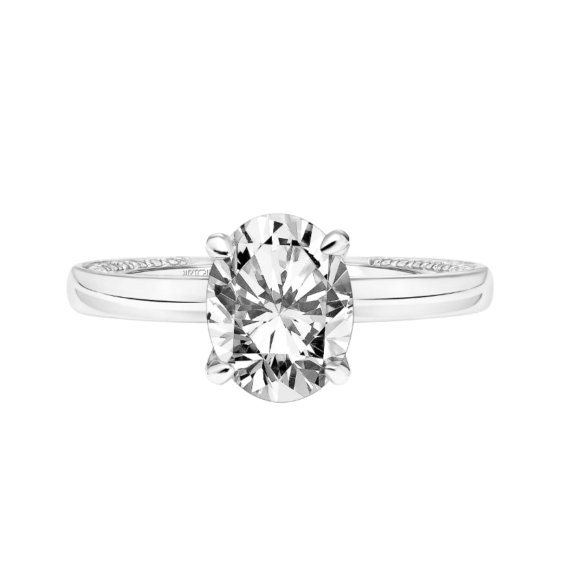 Artcarved Bridal Semi-Mounted with Side Stones Classic Diamond Engagement Ring Gigi 18K White Gold