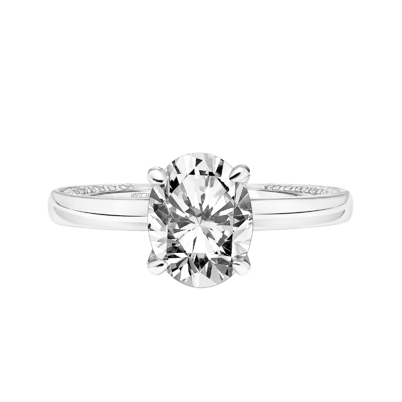 Artcarved Bridal Mounted with CZ Center Classic Diamond Engagement Ring Gigi 14K White Gold