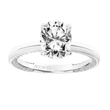 Artcarved Bridal Mounted with CZ Center Classic Diamond Engagement Ring Gigi 14K White Gold