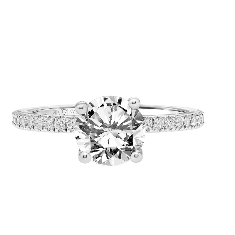 Artcarved Bridal Mounted with CZ Center Classic Engagement Ring Aubrey 18K White Gold