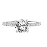 Artcarved Bridal Semi-Mounted with Side Stones Classic Engagement Ring Aubrey 18K White Gold