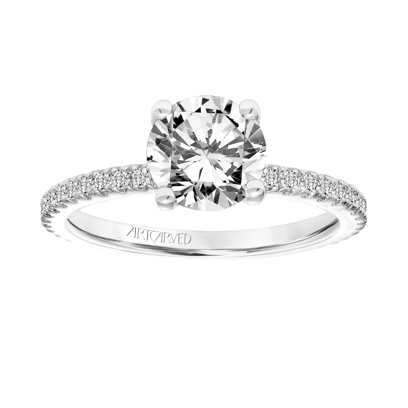 Artcarved Bridal Semi-Mounted with Side Stones Classic Engagement Ring Aubrey 18K White Gold