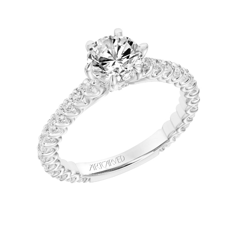 Artcarved Bridal Mounted with CZ Center Classic Engagement Ring Arabelle 18K White Gold