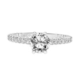 Artcarved Bridal Mounted with CZ Center Classic Engagement Ring Arabelle 18K White Gold