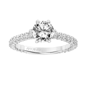 Artcarved Bridal Semi-Mounted with Side Stones Classic Engagement Ring Arabelle 18K White Gold