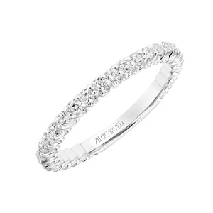 Artcarved Bridal Mounted with Side Stones Classic Diamond Wedding Band Arabelle 18K White Gold