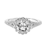Artcarved Bridal Mounted with CZ Center Classic Halo Engagement Ring Luella 14K White Gold