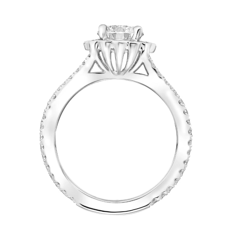Artcarved Bridal Semi-Mounted with Side Stones Classic Halo Engagement Ring Luella 14K White Gold