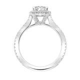 Artcarved Bridal Semi-Mounted with Side Stones Classic Halo Engagement Ring Clarissa 18K White Gold